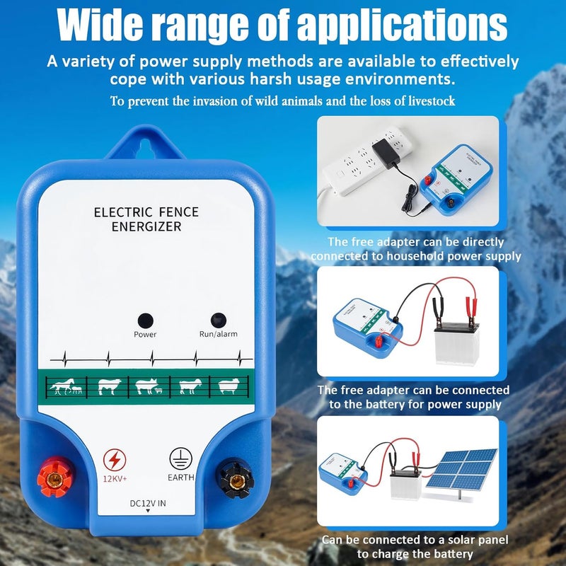 THILEMON Electric Fence Charger for Livestock - 10.5 kV 2 Joules High-Power Electric Fence Energizer for Containing Pets Livestock and Preventing Wild Animals Intruding (6.29in) - Image 5